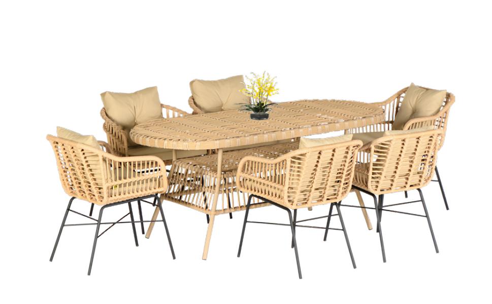 Set 7tlg. GartenMöbel Esstisch Stühl Terrasse Balkon Luxus Hochwertiges Garnitur