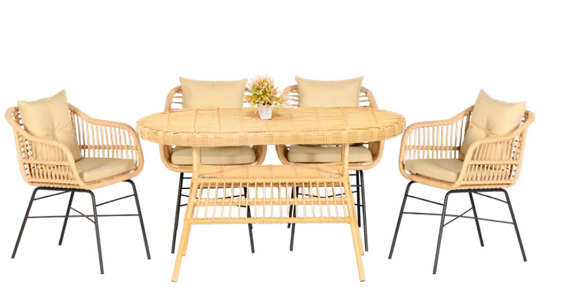 Esstisch 4x Stühle Garten Möbel Set 5tlg Terrasse Balkon Luxus Design Garnitur