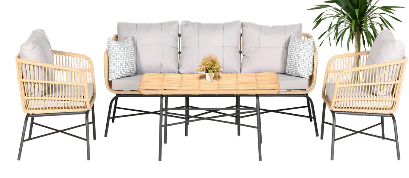 Set 4tlg GartenMöbel Sofagarnitur Tisch Sessel Veranda Sitzgruppen Esstisch Neu