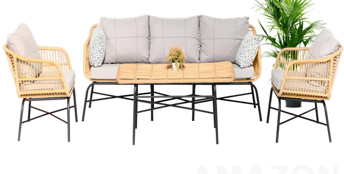 GartenMöbel Garten Sitzmöbel Sofagarnitur Dreisitzer Sofa Sessel Esstisch Set
