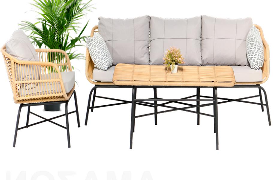 Set 3tlg GartenMöbel Sitzmöbel Sofagarnitur Terrasse Sofa Couch Moderne Neu