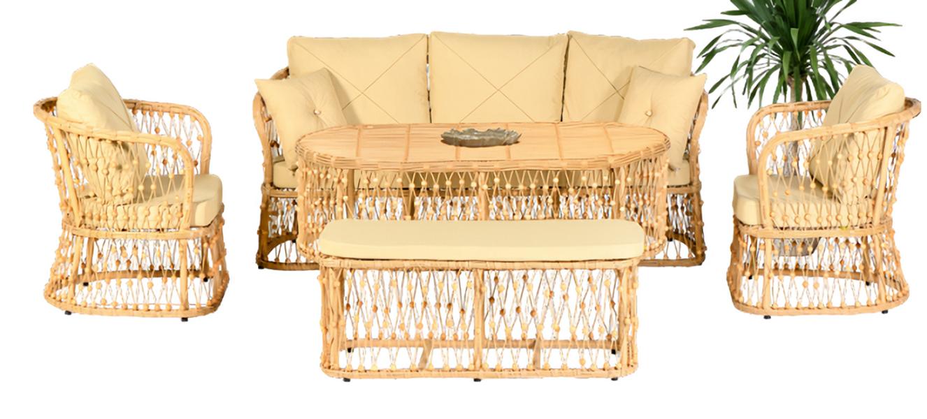 5tlg GartenMöbel Sofagarnitur Sofa Sessel Couchtisch Bank Modern Veranda Lux Neu