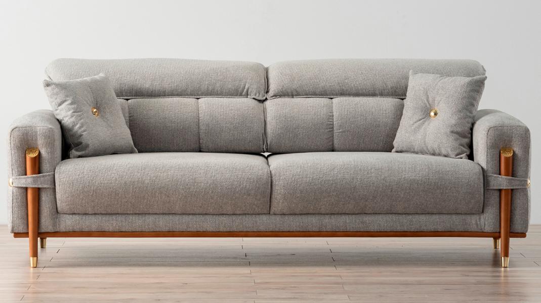Komfortabler 3-Sitzer-Sofa in Elegantem Grau Zeitloses Design Modernes Wohnen