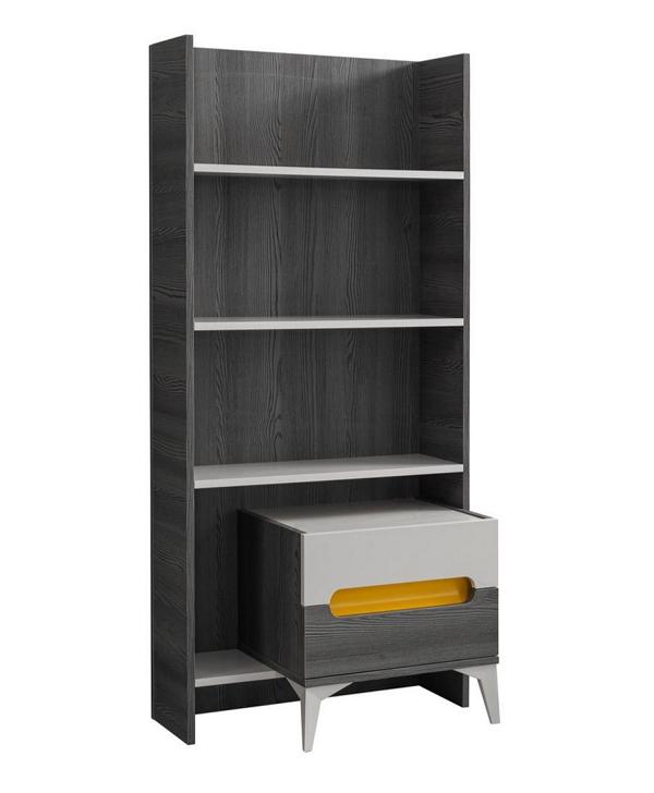 Bücherregal Grau Regal Schrank Holz für Kinderzimmer Jugendzimmer Möbel