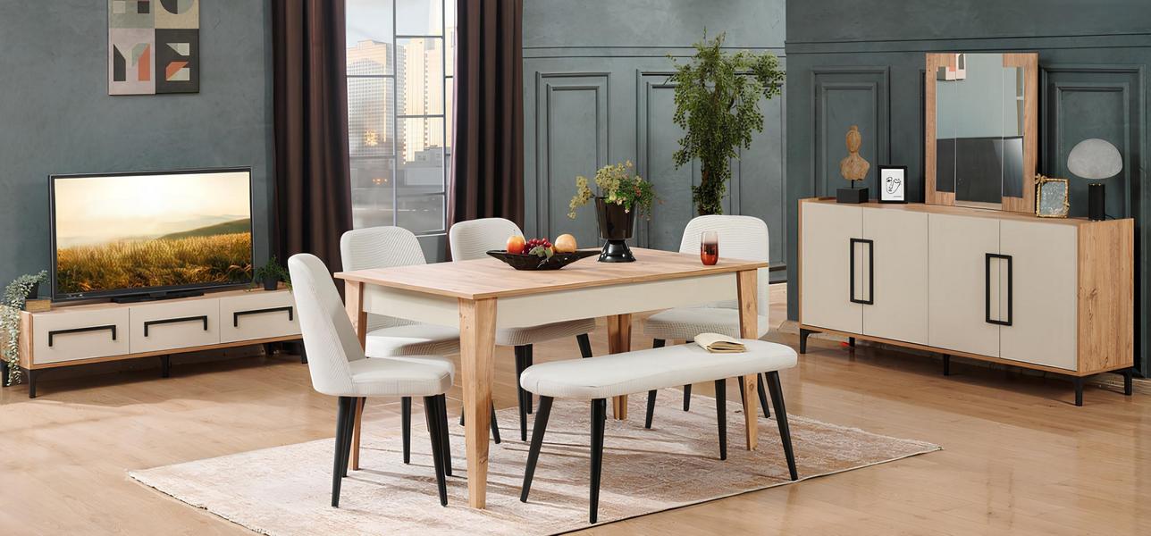 Esstisch Stühle Hocker Esszimmerset Essplatz-Kombination Esstisch Stühlen Tisch