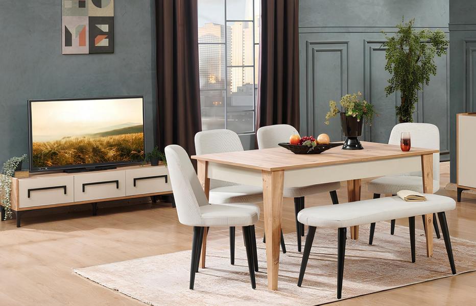 Esstisch Essgruppe Essmöbel Tisch Esszimmer Sitzgruppe Esszimmerset TV-Ständer