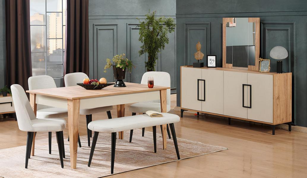 Esstisch Essgruppe Essmöbel-Set Tisch Esszimmer Sitzgruppe Esszimmerset Konsole