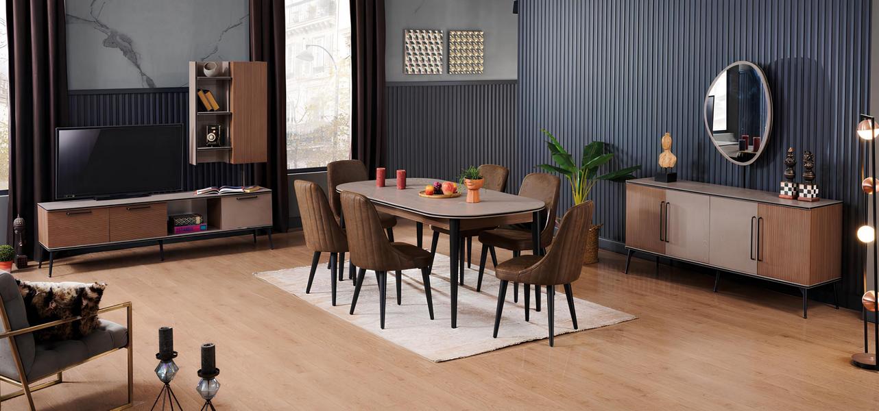 Essgruppe Esstisch Esszimmerset Stühle Konsole rtv Sitzgruppe Tisch Esszimmer