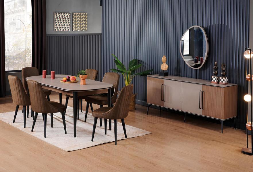 Esstisch 6x Stühle Esszimmerset Speisegruppe Essmöbel-Set Stuhl Wohnzimmertisch