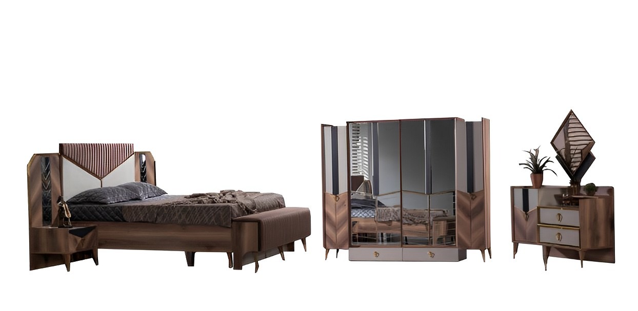Schlafzimmer Set Bett Nachttisch Schminktisch Spiegel Schrank 6tlg Luxus Möbel