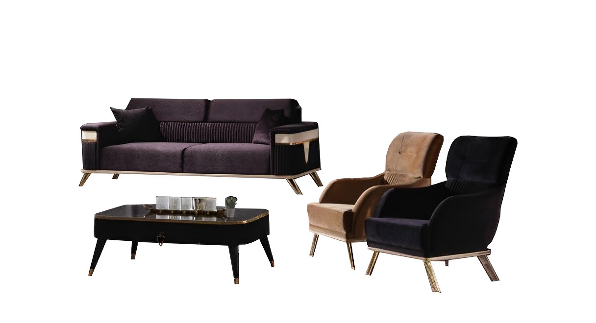 Sofagarnitur Sofa 3+1+1 Sitzer Wohnzimmer Set 3tlg Sofas Modern Lila Stil
