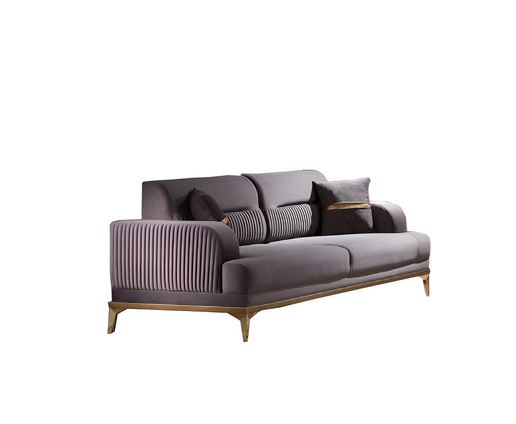 Dreisatzsofa Wohnzimmer 3-Sitzer Sofa Polster Möbel Leder Grau Modern Stil
