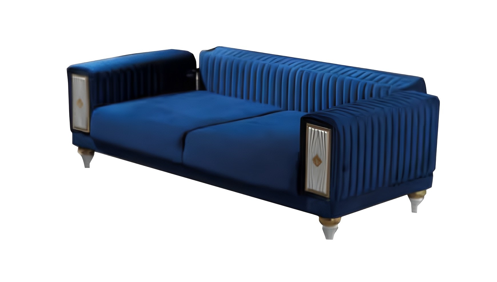 Wohnzimmer Dreisatzsofa 3-Sitzer Sofa Polster Möbel Stoff Blau Modern Couch