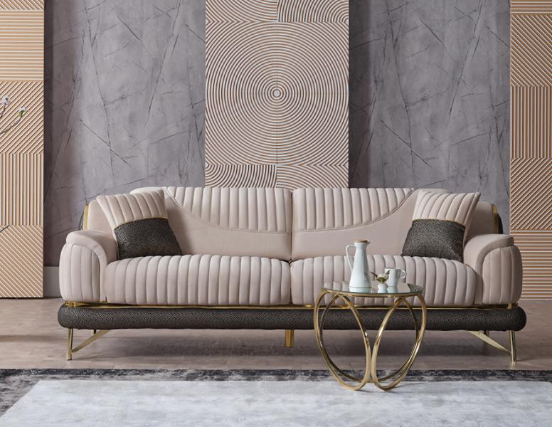 Beige Sofa Luxus 3-Sitzer Couch Wohnzimmer Möbel Polster Couchen Sofas Modern