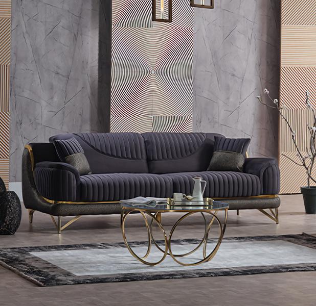 Schwarz Dreisitzer Sofa Lounge Luxus 3-Sitzer Design Couchen Polster Sofas