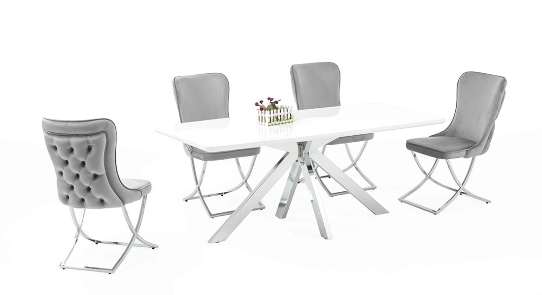 Hochwertig Esszimmer Set Weiß Garnitur Tisch 4x Stühle Design luxuriöse Möbel