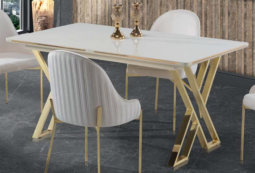 Luxus Esstisch Ausziehbar Esszimmer Tisch Metall Weiß Tische Esstische Möbel