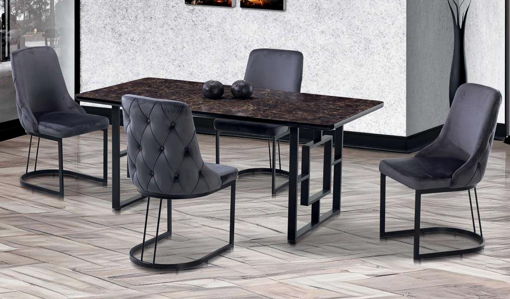 Hochwertig Esszimmer Set Garnitur Tisch 4x Stühle Design luxuriöse Möbel Schwarz