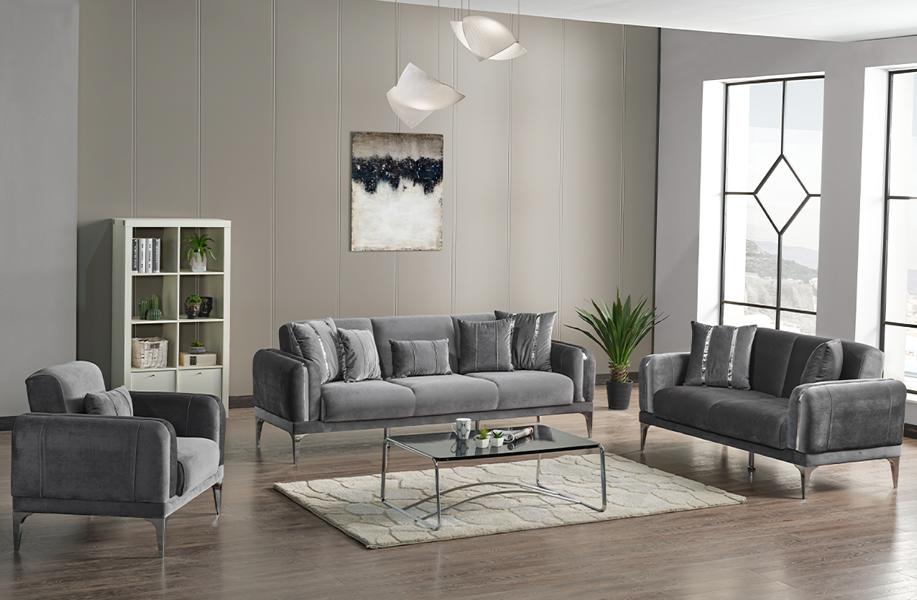 Couch Hochwertig Sofagarnitur 3 2 Sitzer Garnitur Grau Sofa 1 Sitzer Möbel