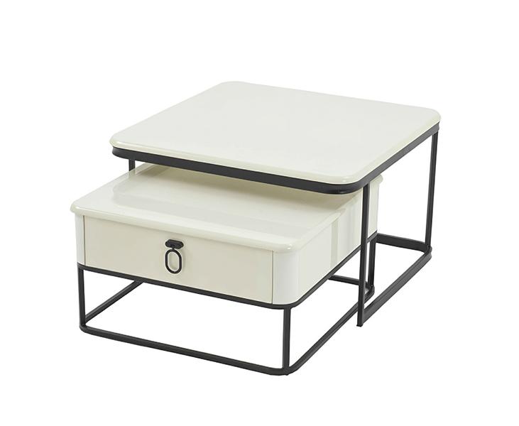 Beige Couchtisch mit Schubladen Wohnzimmer Hochwertig luxuriöse Möbel Designer