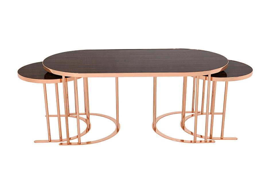 Set 3x Couchtisch Braun Kaffeetisch Beistelltisch Designer Wohnzimmertisch