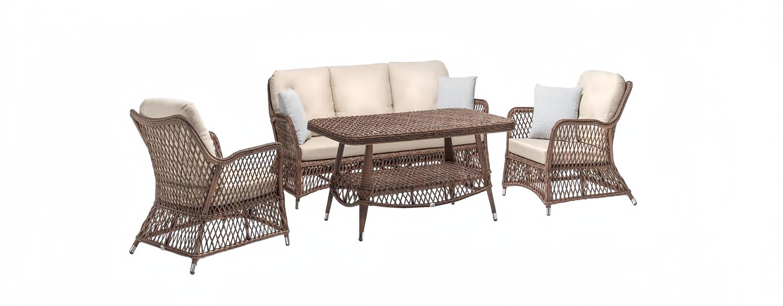 Rattanmöbel Garnitur Terrassenmöbel Gartenlounge Balkonmöbel Loungemöbel 3tlg