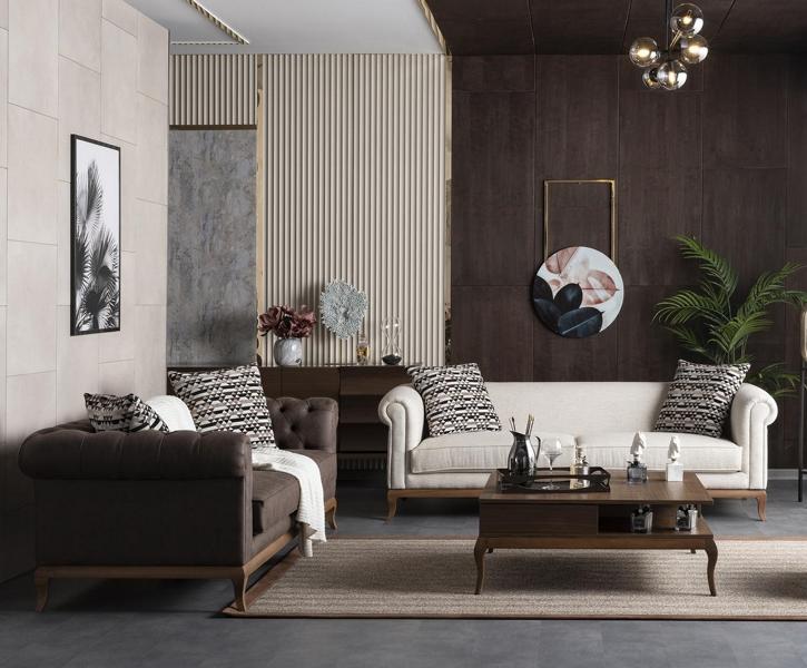 Sofagarnitur Sitzmöbel 2x Sofas 3 Sitzer Couchtisch Wohnzimmer Set 3tlg