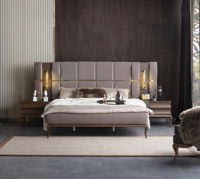 Schlafzimmer Bett Nachttische Verspiegelt Doppelbett Mit Beleuchtung