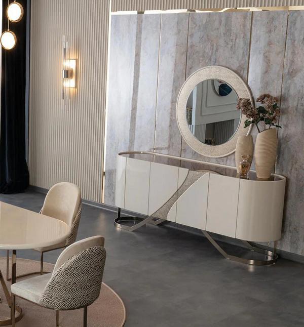 Esszimmer Konsole Sideboard mit Spiegel Anrichte Schrank Verspiegelt