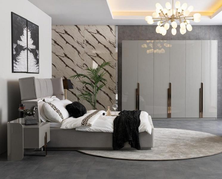 Schlafzimmergarnitur Schlafzimmer Set Bett 2x Nachttische Kleiderschrank