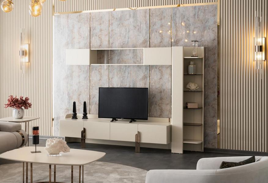 Sideboard Wandregal Bücherregal Wandschrank Wohnwand Beige Wohnzimmer