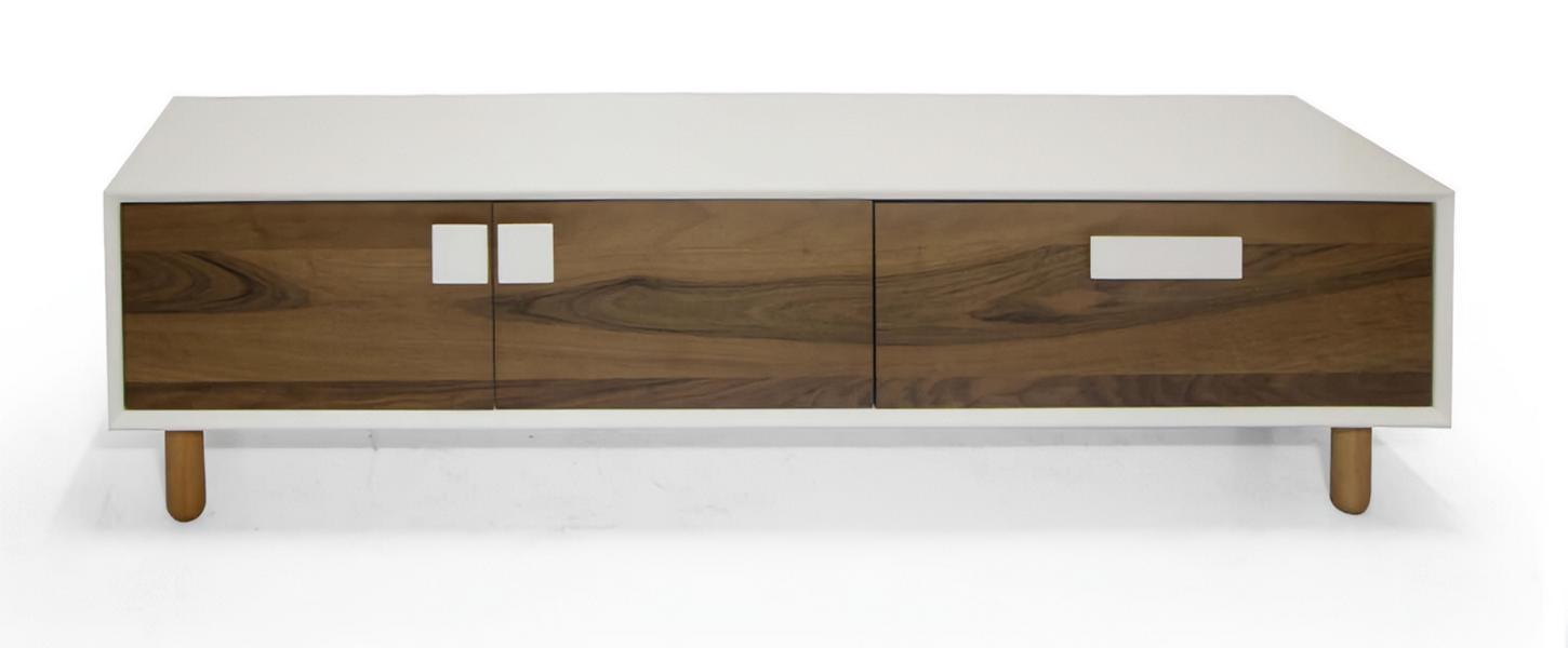 Stilvoller beiger TV-Ständer Designer Holz-Lowboard mit Schubladen elegant