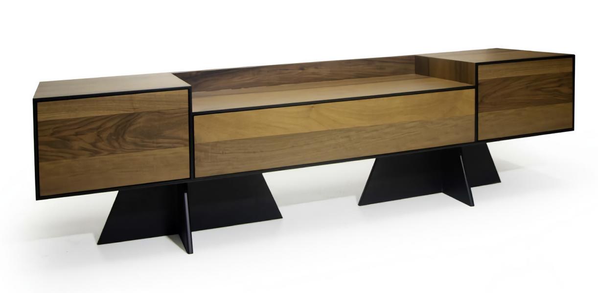 Brauner TV-Ständer edles Designer Lowboard aus Holz stilvolle Möbel Wohnzimmer