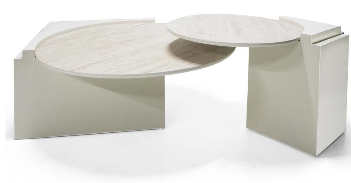 Moderner Luxus Couchtisch Doppel-Set 2x runde Design Tische fürs Wohnzimmer