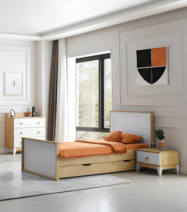 Modernes 3tlg Schlafzimmer Set mit Bett Nachttisch und Kommode Stilvoll elegant