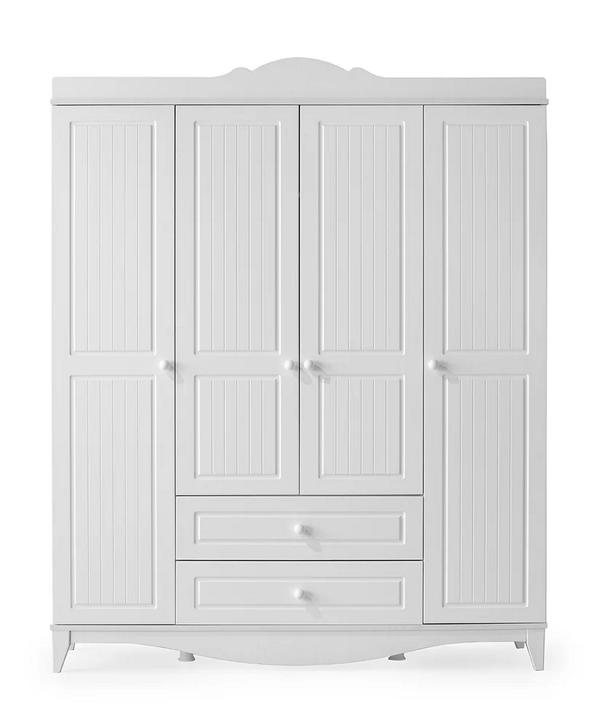 Kleiderschrank Elegant Vier Türen Schubladen Klassisches Design Stilvolles Möbel