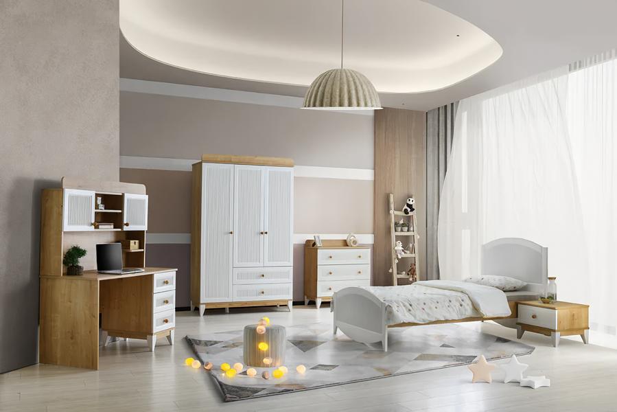 Design Mädchen Jugendzimmer Set Bett Nachttisch Kleiderschrank Schlafzimmer 5tlg