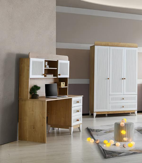 Schlafzimmer Kinder Jugend Zimmer Set Kleiderschrank Schreibtisch 2 teiliges