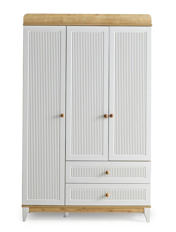 Design Kleiderschrank Holzschrank Schrank Möbel Holz Weiß Neu