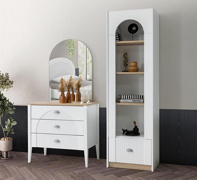 Stilvolle Kommode Bücherregal Set Modernes Design Weiß Elegantes Wohnen Möbel