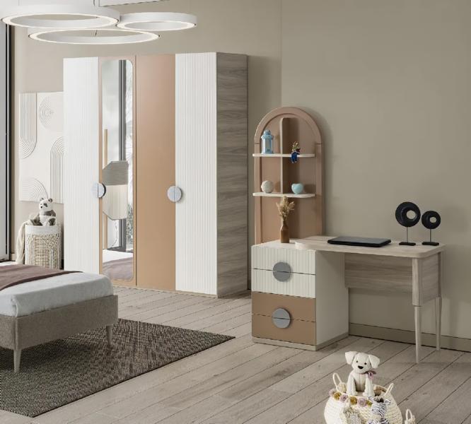 Kinderzimmer Set Elegant Kleiderschrank Passender Schreibtisch Modernes Design