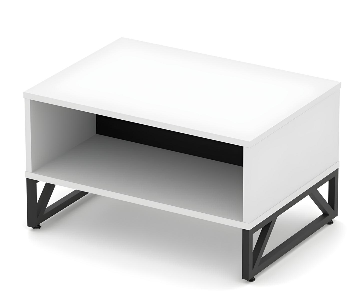 Couchtisch Beistelltisch Arbeitszimmer Tisch Weiß-Schwarz Mit Stauraum