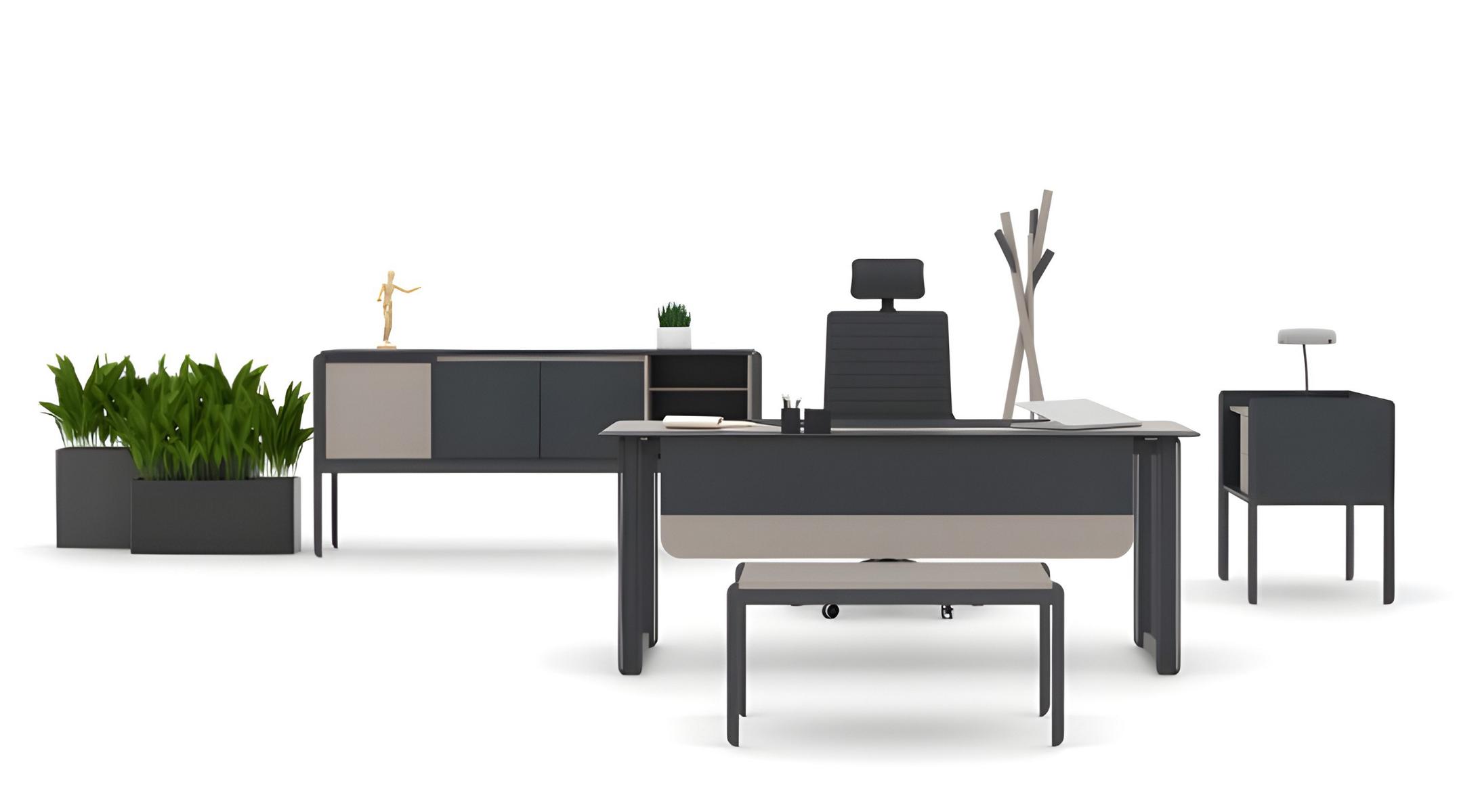 Arbeitszimmer Set Schreibtisch Büroschrank Kommode Couchtisch Antrazhit