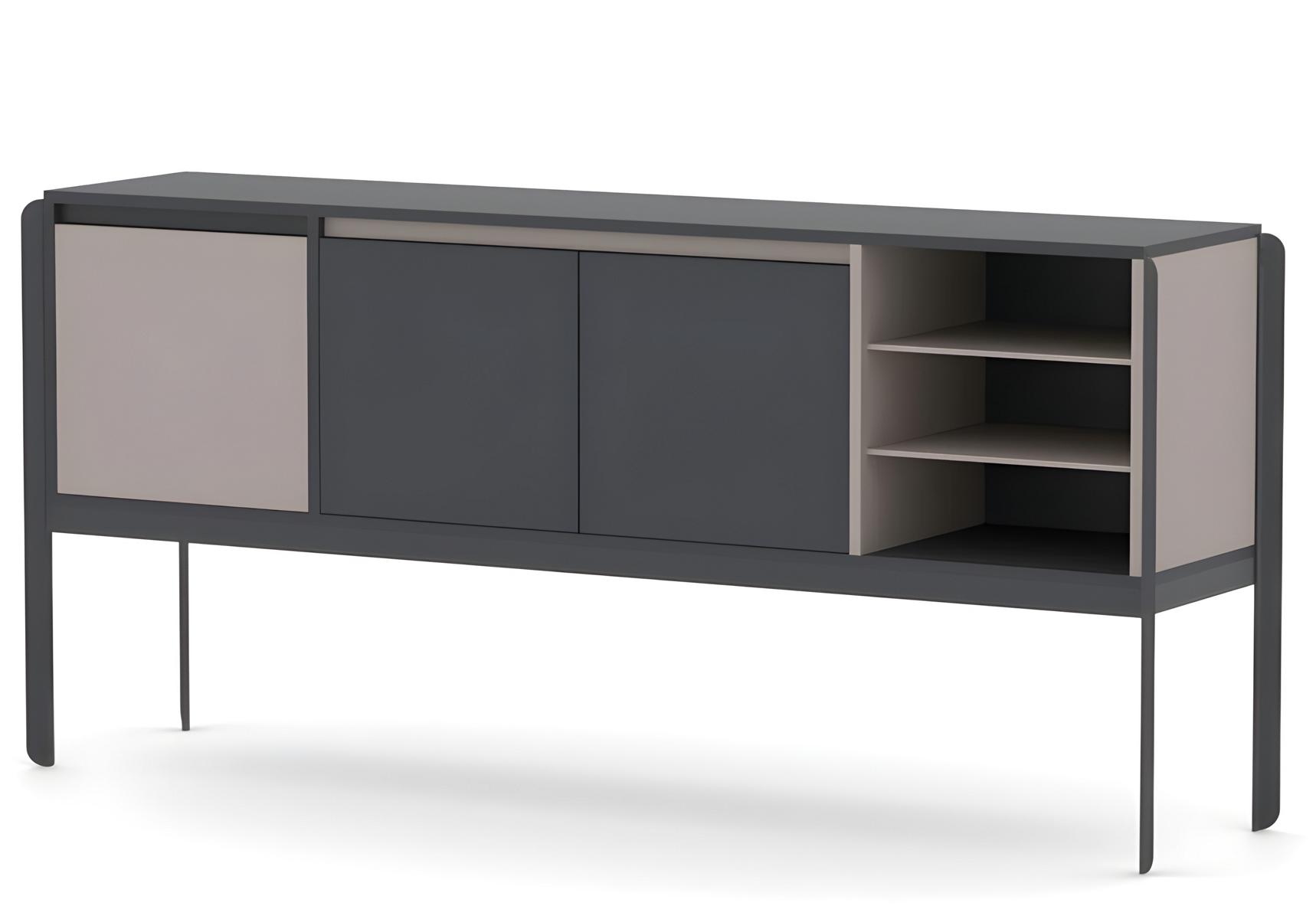 Büroschrank Sideboard Schrank Arbeitszimmer Regale Antrazhit Modern