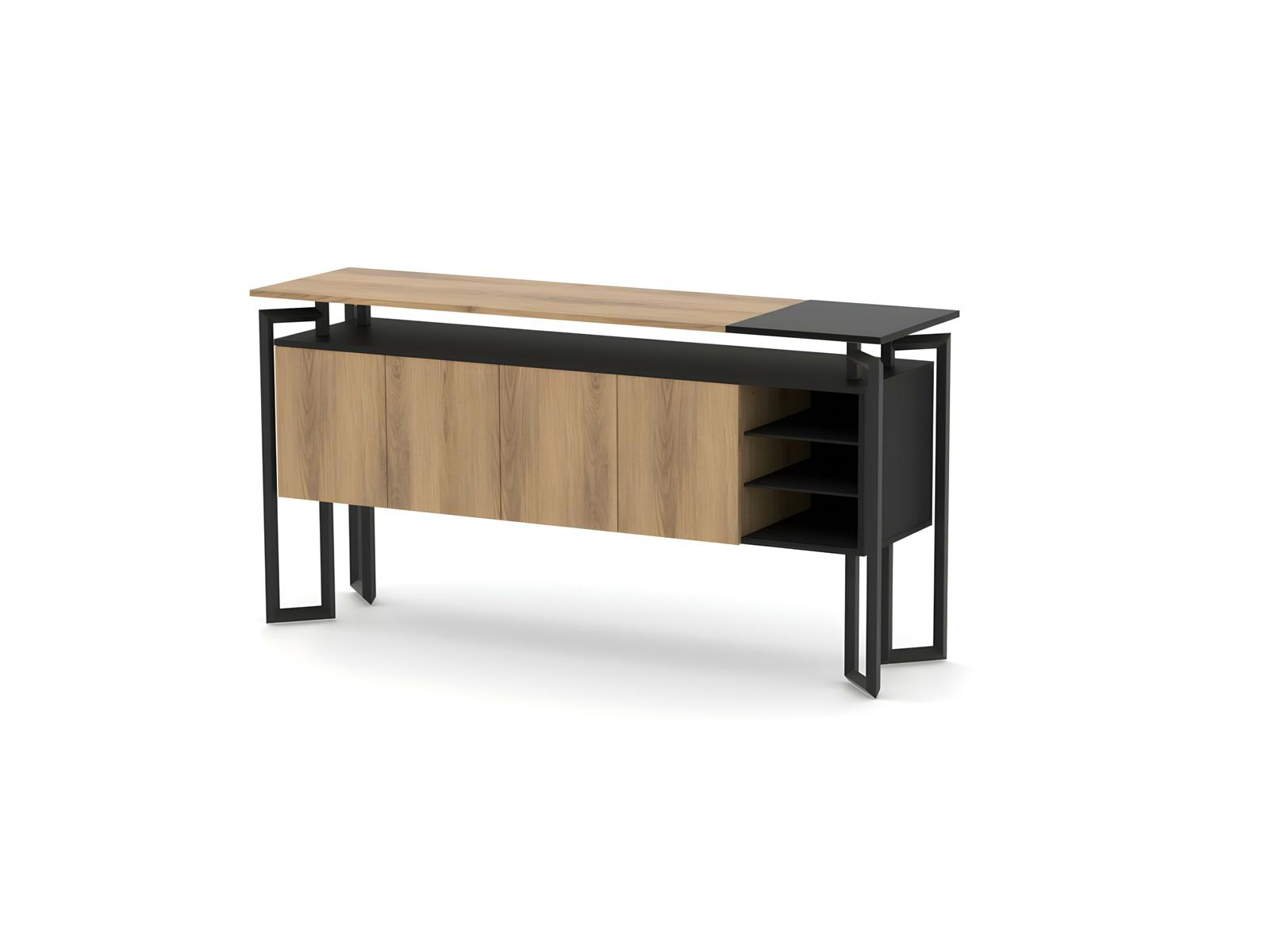 Büroschrank Sideboard Anrichte Schrank Holz & Metall Arbeitszimmer Büro