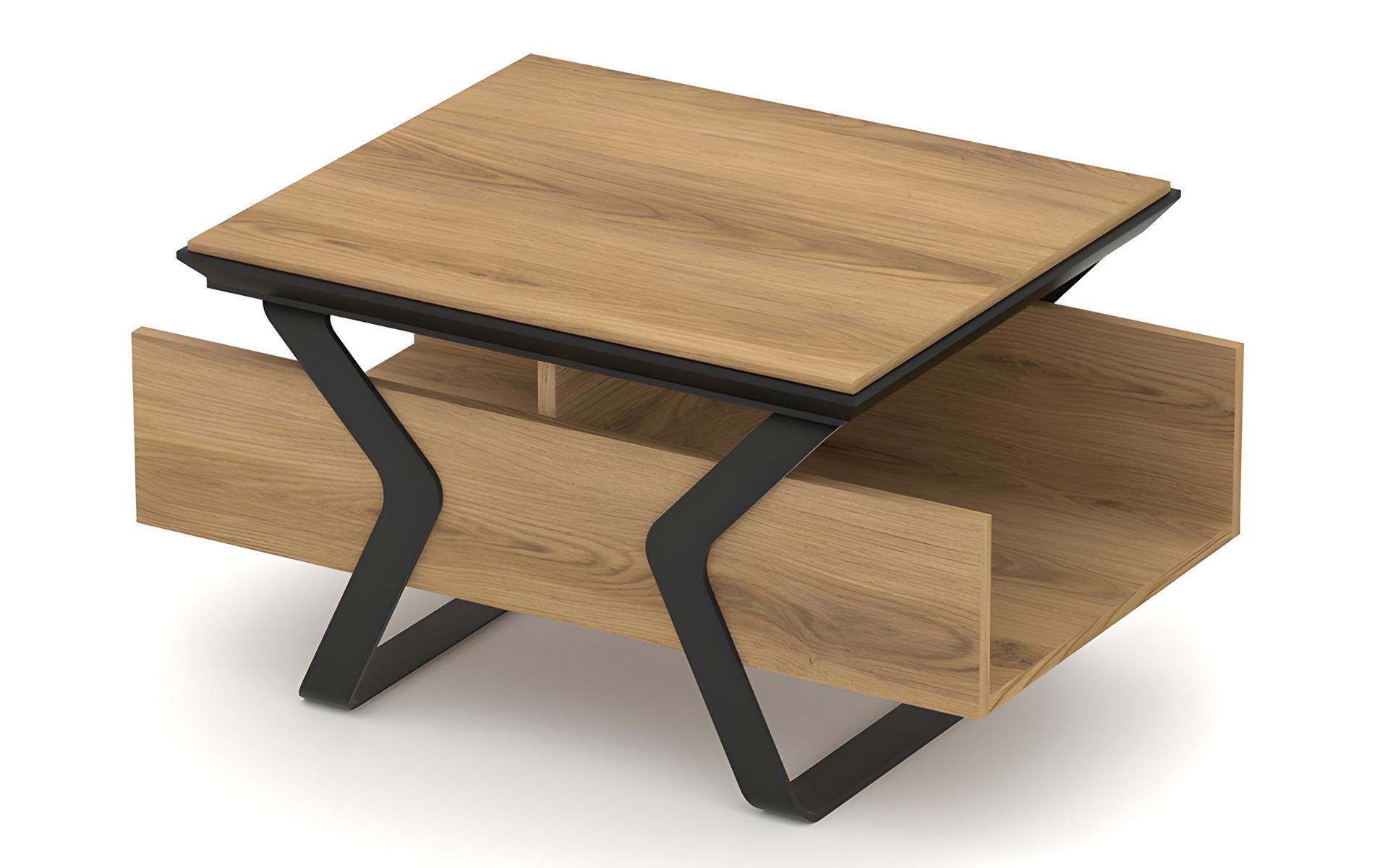 Designer Couchtisch Beistelltisch Holztisch Mit Stauraum Metallbeine