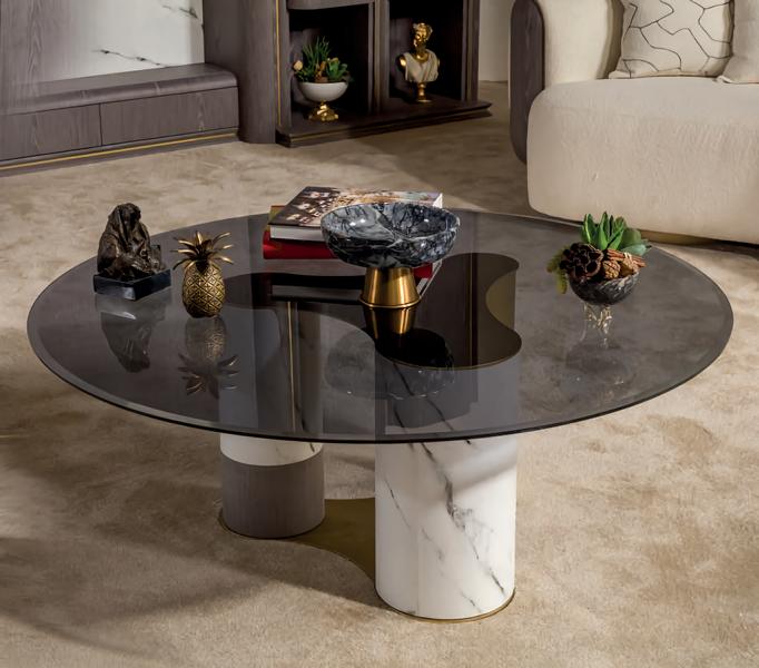 Couchtisch Ästhetik Schönheit Glas Wohnzimmer Modern Design HellesHolz Einfarbig