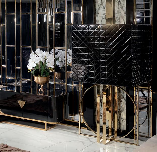 Vitrine Wohnzimmer Modern Luxus Edelstahl Holz Schrank Designer Bar Schränke Neu