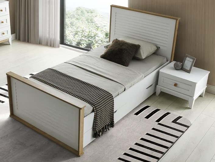 Bett Einzelbett Nachttisch Schlafzimmer 2tlg. Modern Luxus Möbel Neu