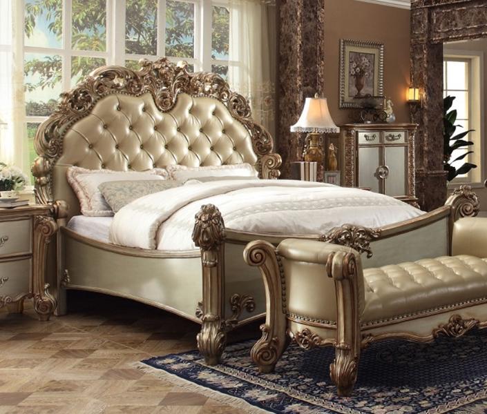 Luxus Design Bett Polsterbett Doppebett Schlafzimmer Barock Holz Betten